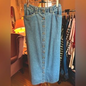 vintage denim maxi skirt